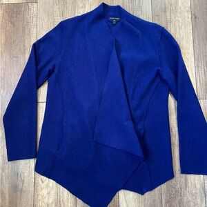Eileen Fisher Royal Blue 100% Merino Wool Open Front Cardigan